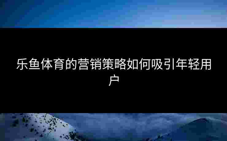 乐鱼体育的营销策略如何吸引年轻用户