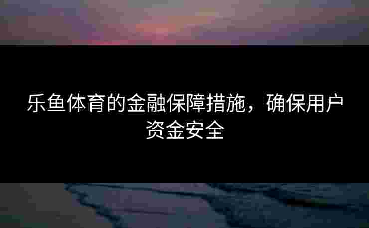 乐鱼体育的金融保障措施，确保用户资金安全